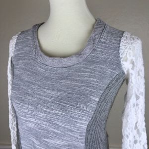 NEW ANTHROPOLOGIE Gray Mixed Media Sweater Size XS